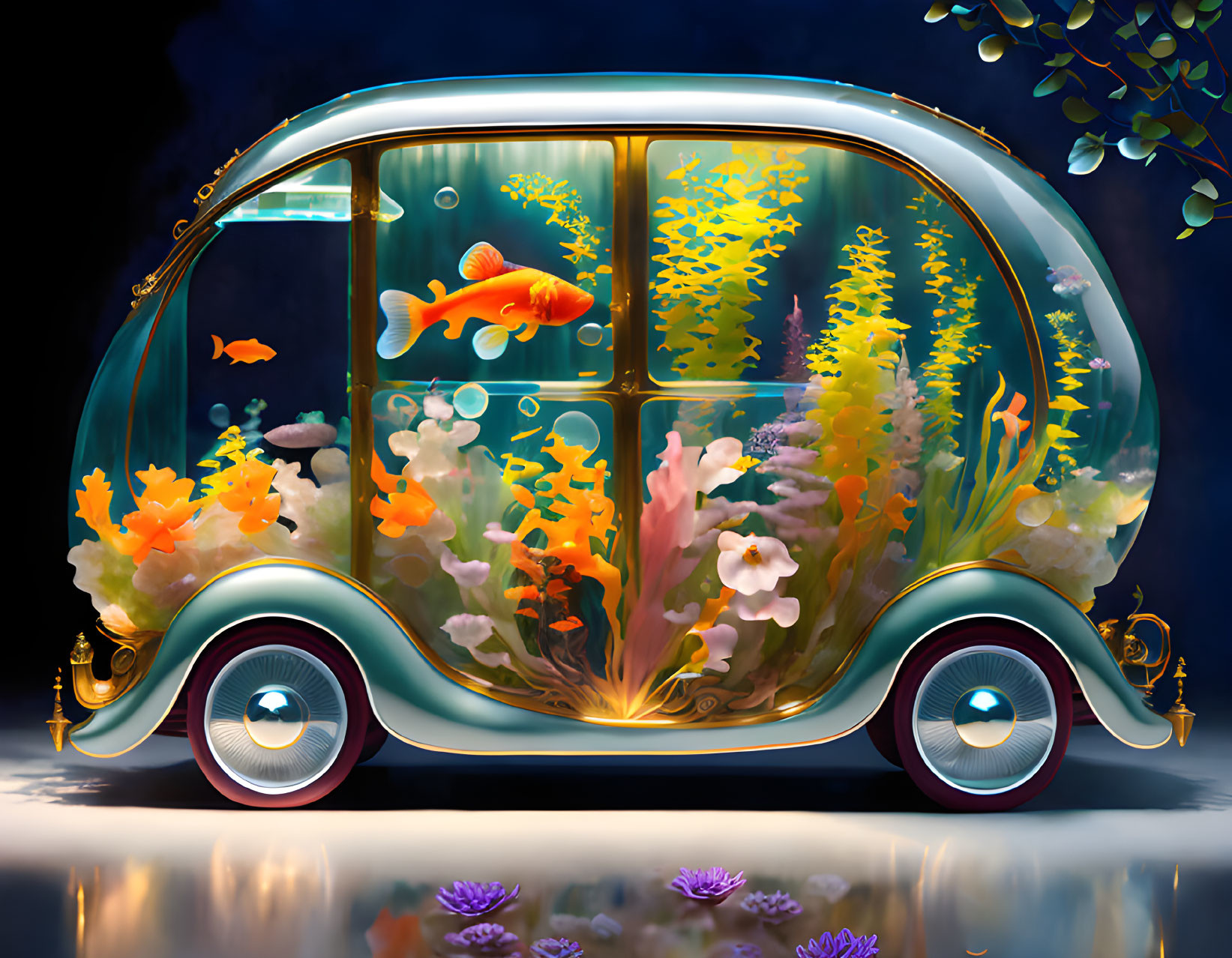 Water-powered car for goldfish