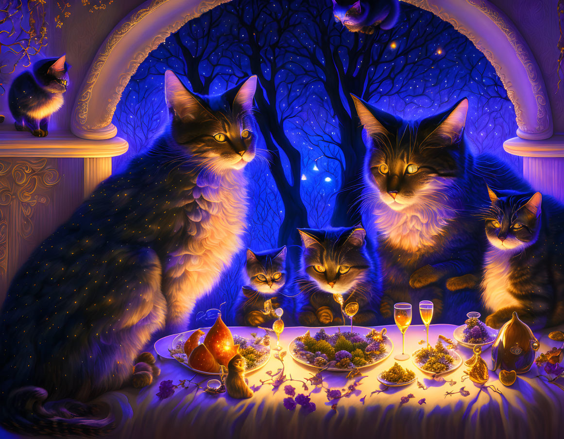 Cats' midnight feast