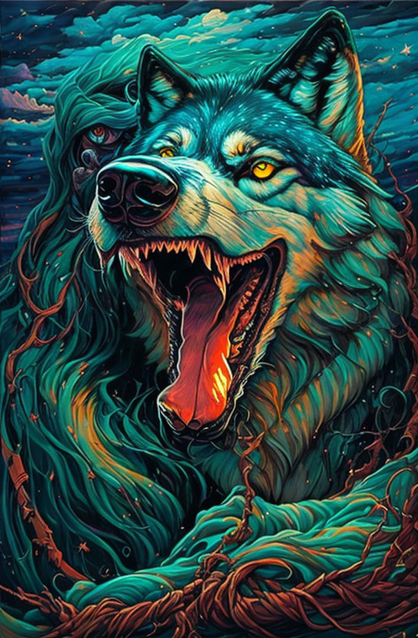 wolf by Dan Mumford seb McKinnon acrylic paint