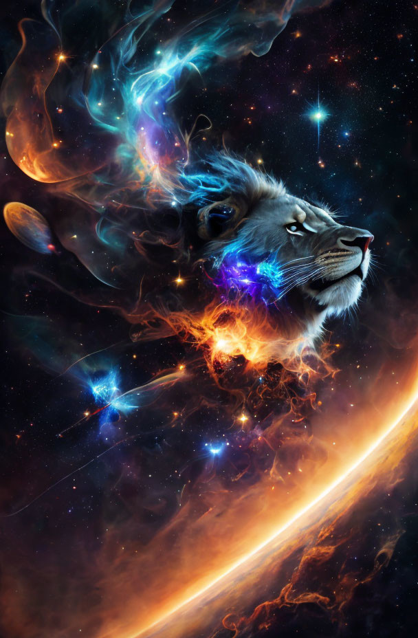  Lion in space nebula