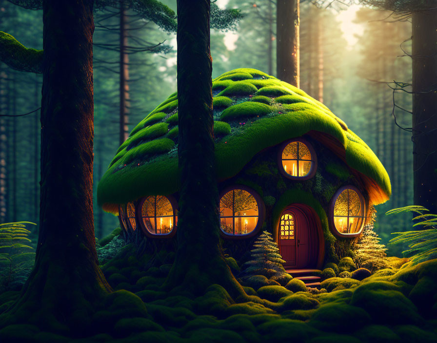 Enchanting Mushroom-Shaped House in Forest Setting