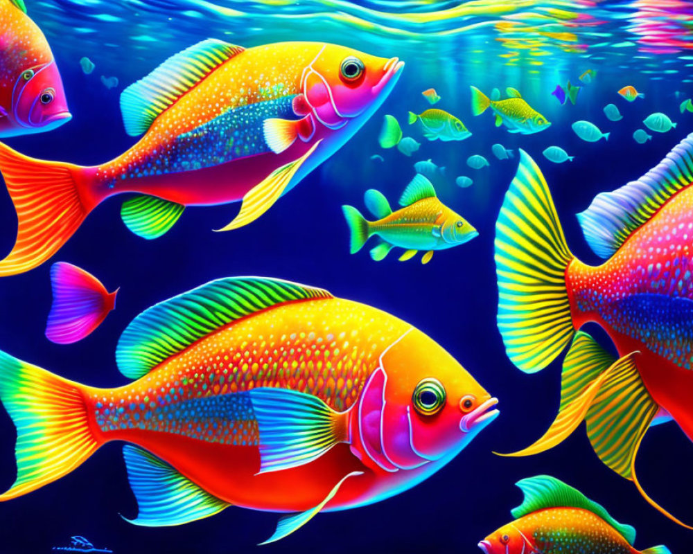 Colorful Tropical Fish in Vibrant Underwater Scene
