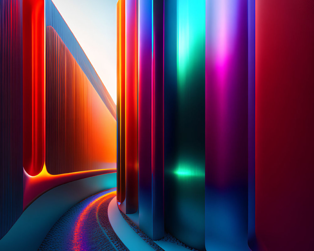 Colorful Abstract Corridor with Illuminated Walls