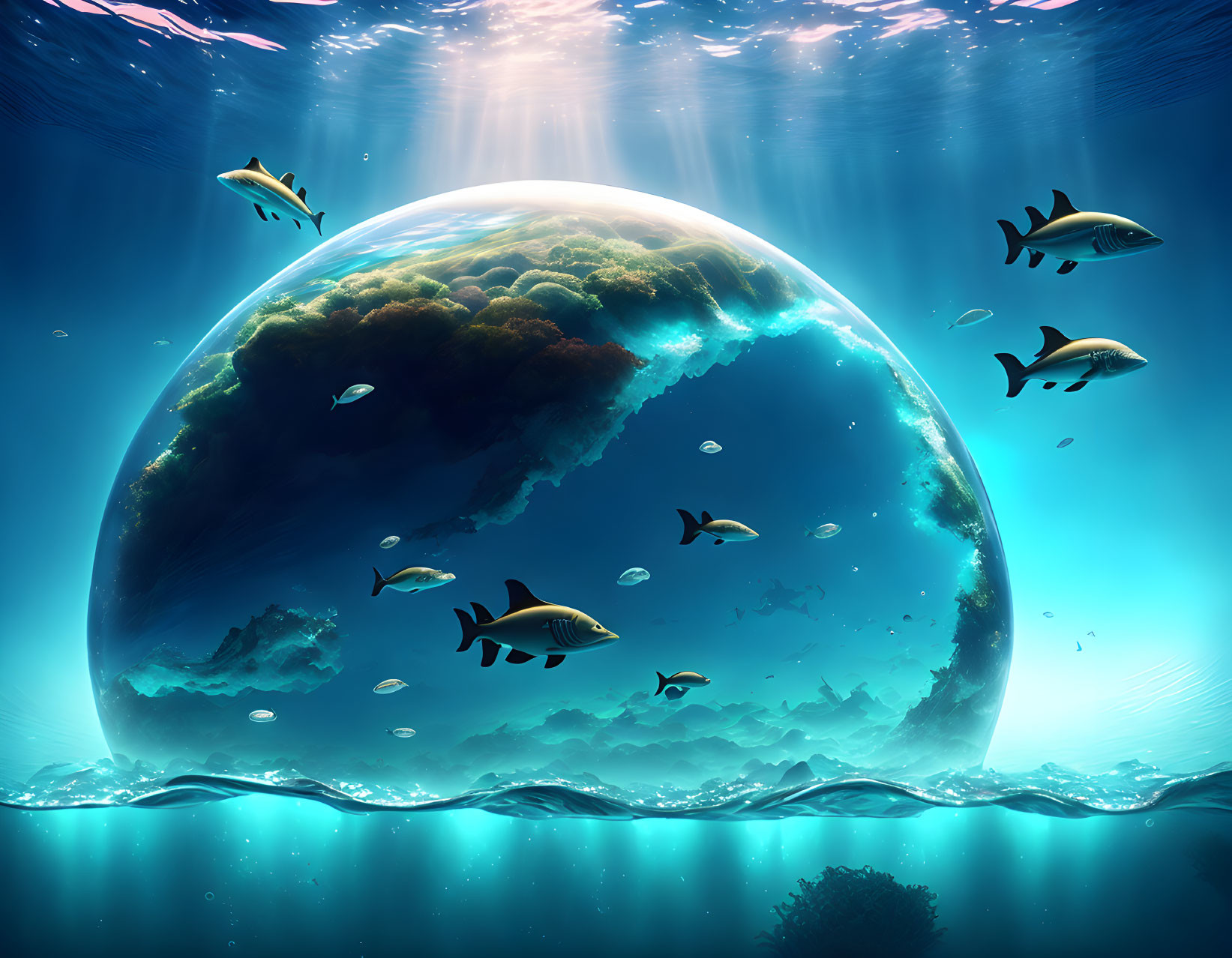 under water globe 