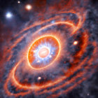 Fractal spiral in orange hues on starry background