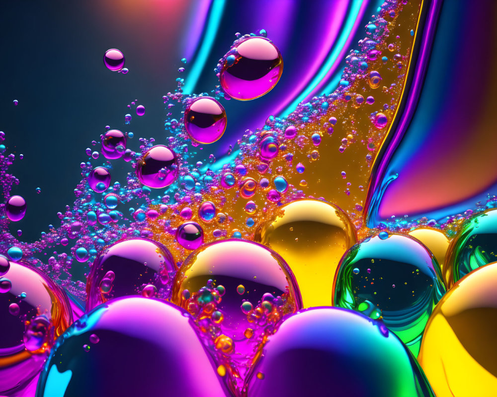 Colorful Multisized Bubbles on Glossy Rainbow Surface