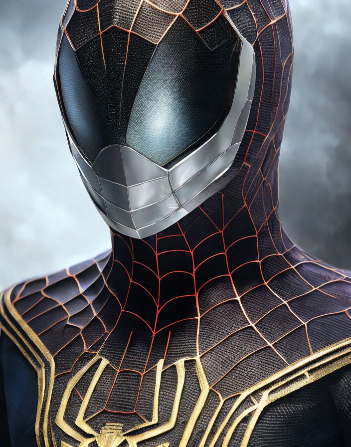 Detailed Spider-Man Suit Texture with Red Webbing Design