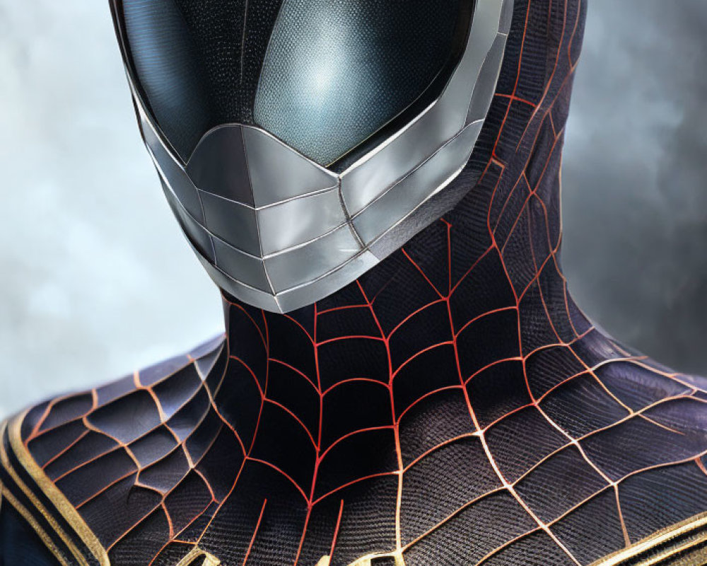 Detailed Spider-Man Suit Texture with Red Webbing Design