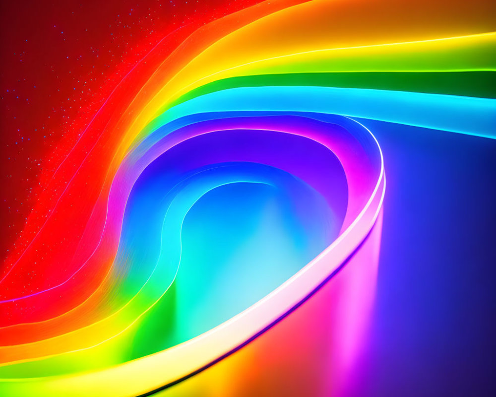 Colorful swirling rainbow spectrum digital artwork with starry glitter effect