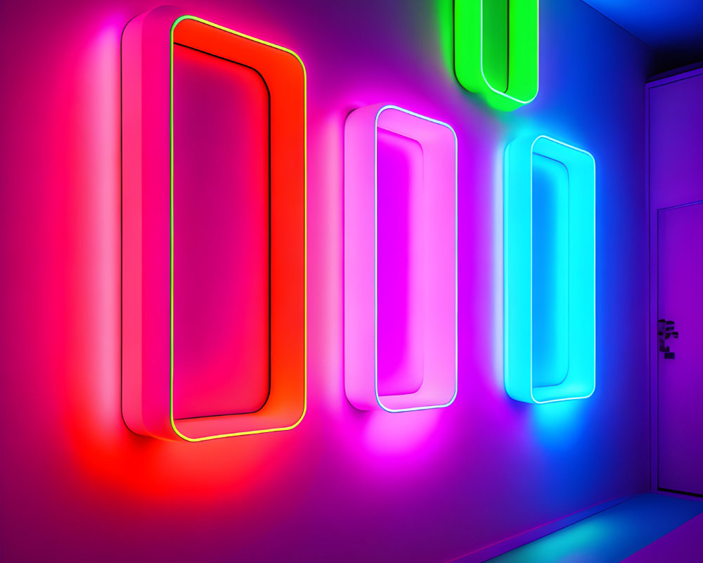 Colorful Neon Light Installations Illuminate Vibrant Corridor