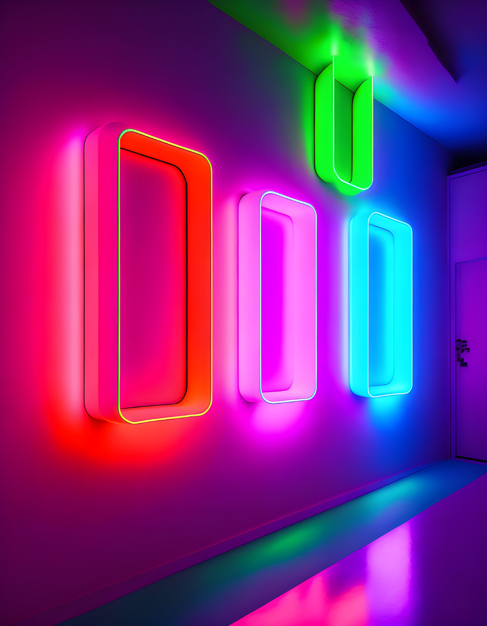 Colorful Neon Light Installations Illuminate Vibrant Corridor