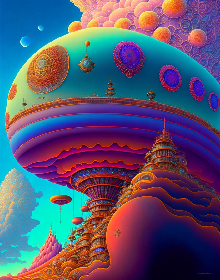 Abstract Psychedelic Alien Structures in Vibrant Image