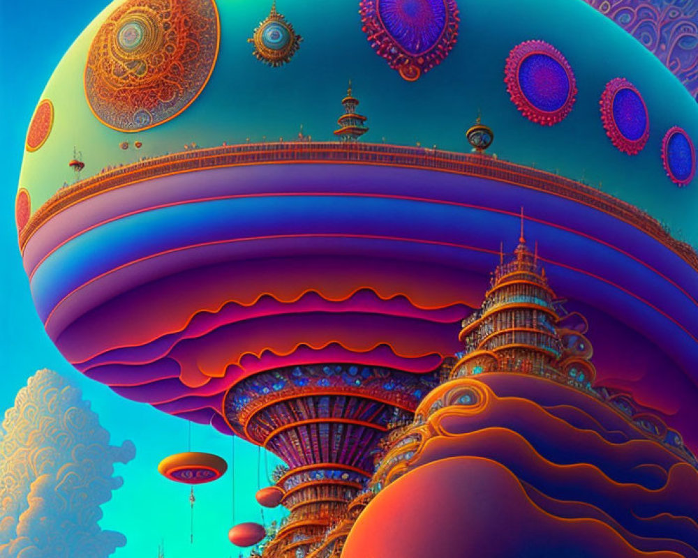 Abstract Psychedelic Alien Structures in Vibrant Image