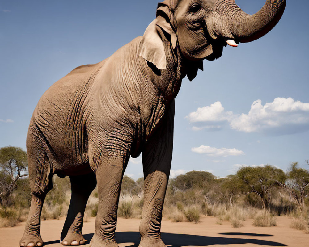 African Elephant Standing in Savannah Landscape