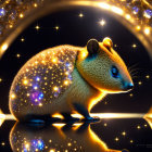 Golden Mouse-Like Creature in Glowing Circular Tunnel