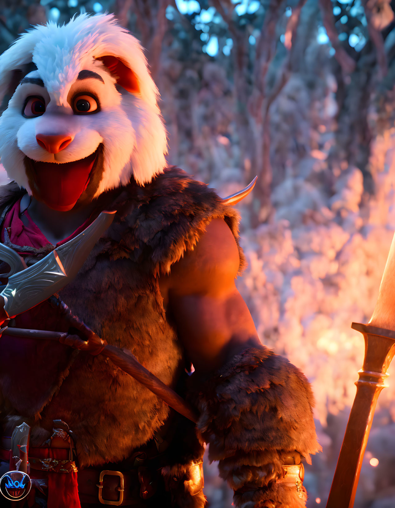 White-Furred Anthropomorphic Character in Forest Setting