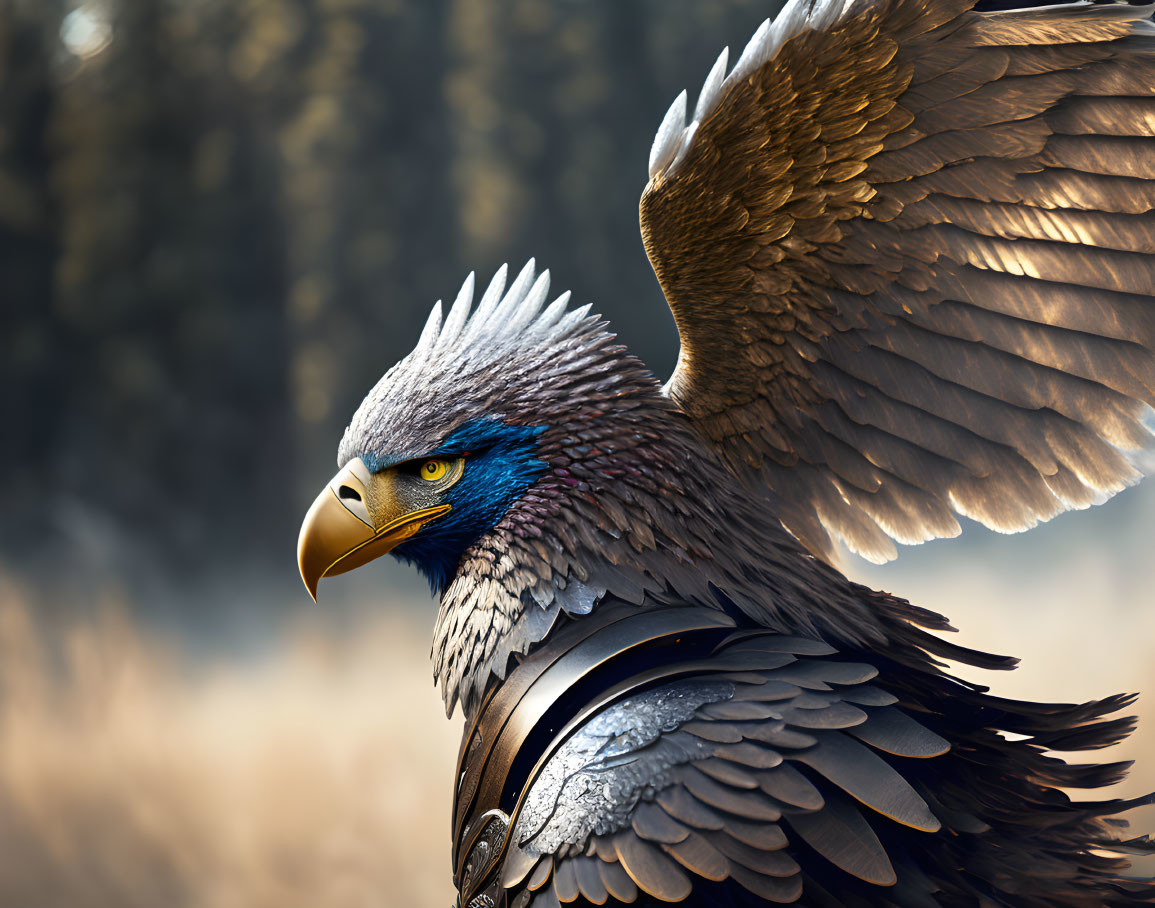 Detailed Majestic Eagle with Sharp Beak in Dramatic Sunlight