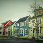 Colorful Row Houses on Tranquil Suburban Street