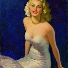 Blonde Woman in Vintage Illustration with Red Lipstick
