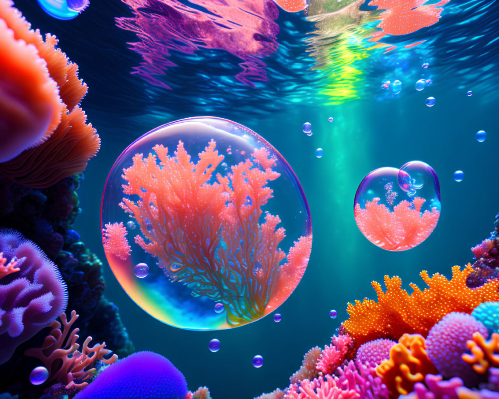 Colorful Coral Reefs in Vibrant Underwater Scene