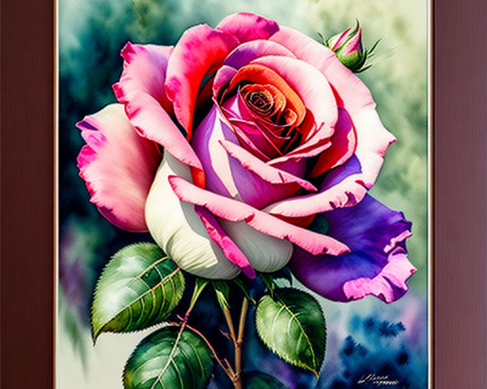 Multicolored Rose Artwork with Pink, Purple, and White Shades