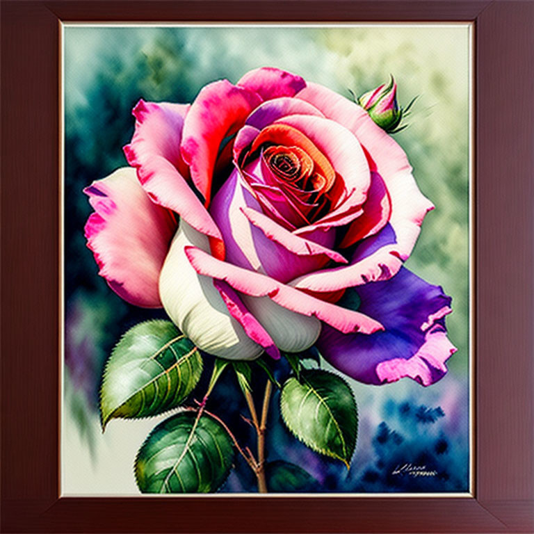 Multicolored Rose Artwork with Pink, Purple, and White Shades