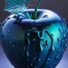 Colorful 3D Rendering of Glossy Apple with Liquid Splash