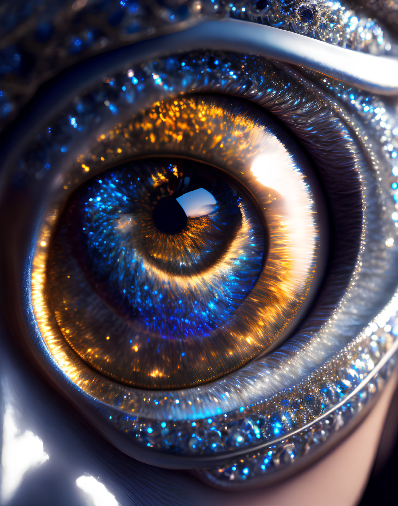 Detailed Sparkling Golden-Brown Eye Close-Up