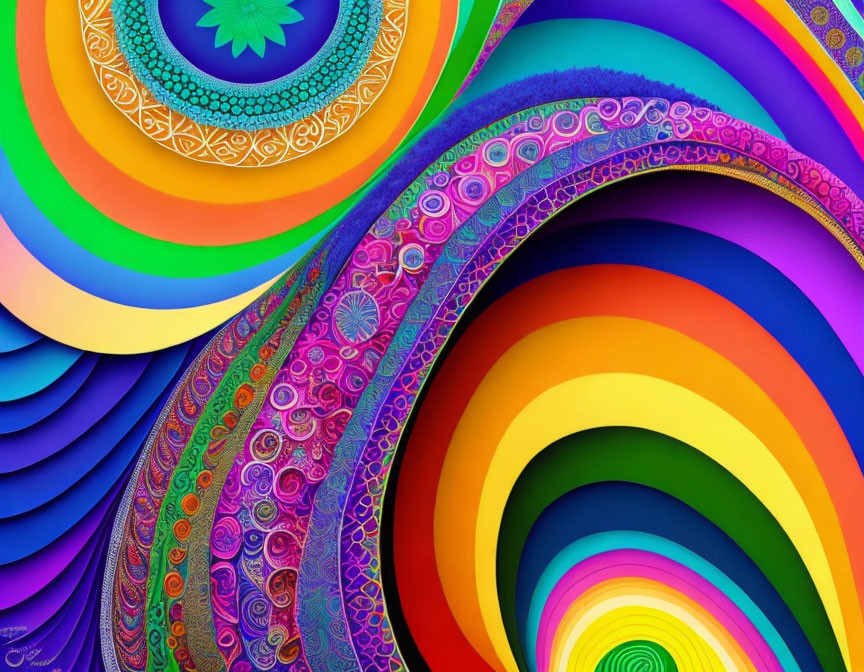 Colorful Abstract Fractal Art with Swirling Patterns