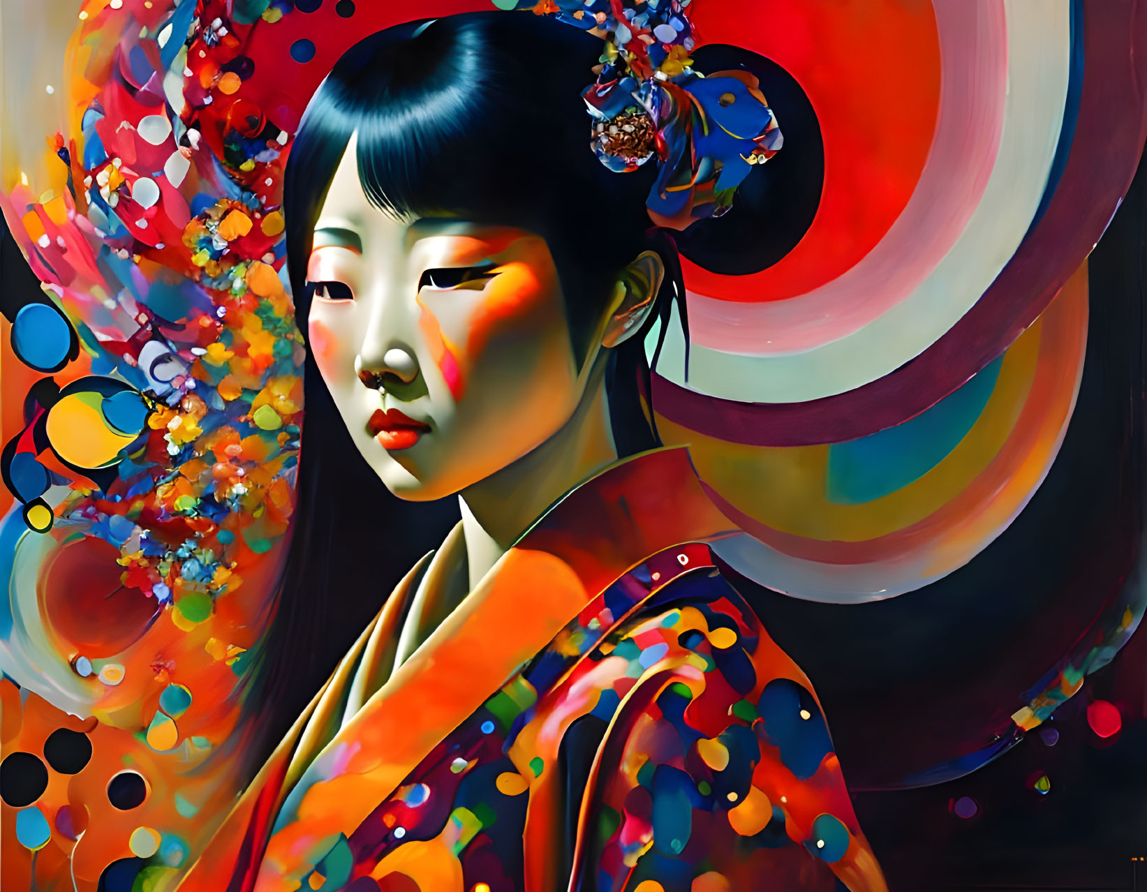 Abstract art of a Japanese woman