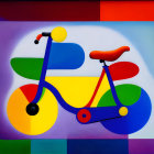 Colorful Stylized Bicycle Illustration with Abstract Vibrant Background