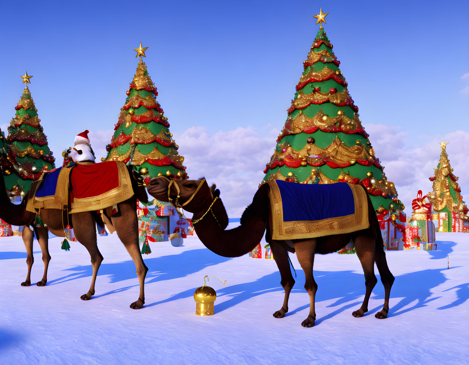 Camels Celebrating Christmas