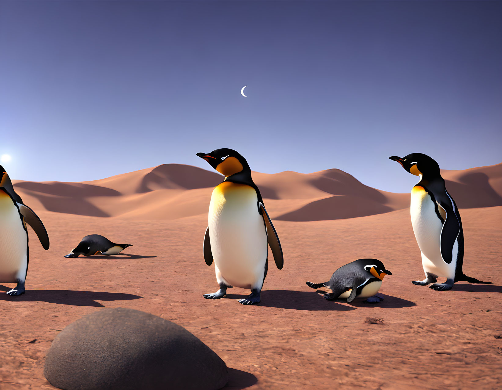 Penguins in a Desert