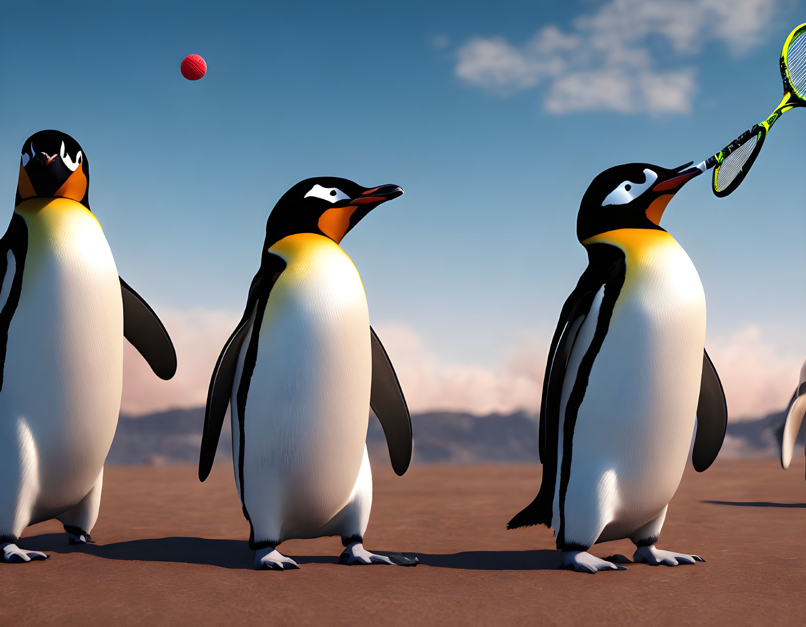 Penguins Playing Tennis