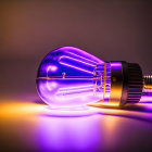 Purple Glowing Light Bulb on Warm Gradient Background
