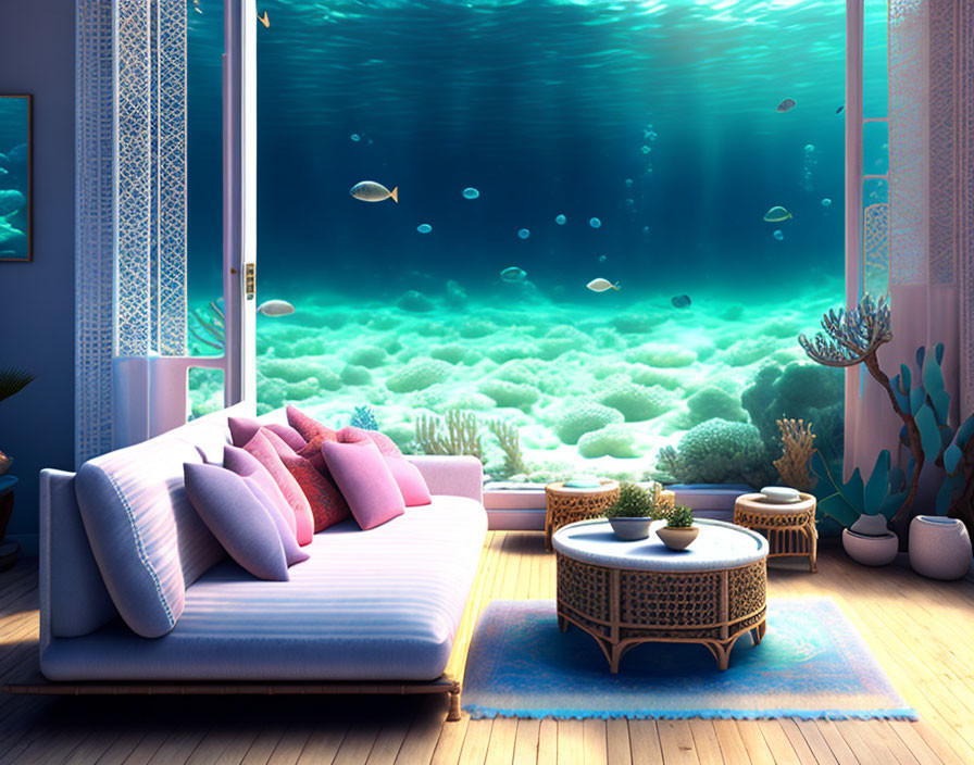 the wonderful under sea living room