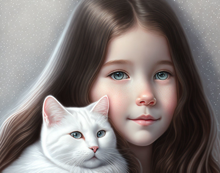 little girl white cat, Christmas feeling