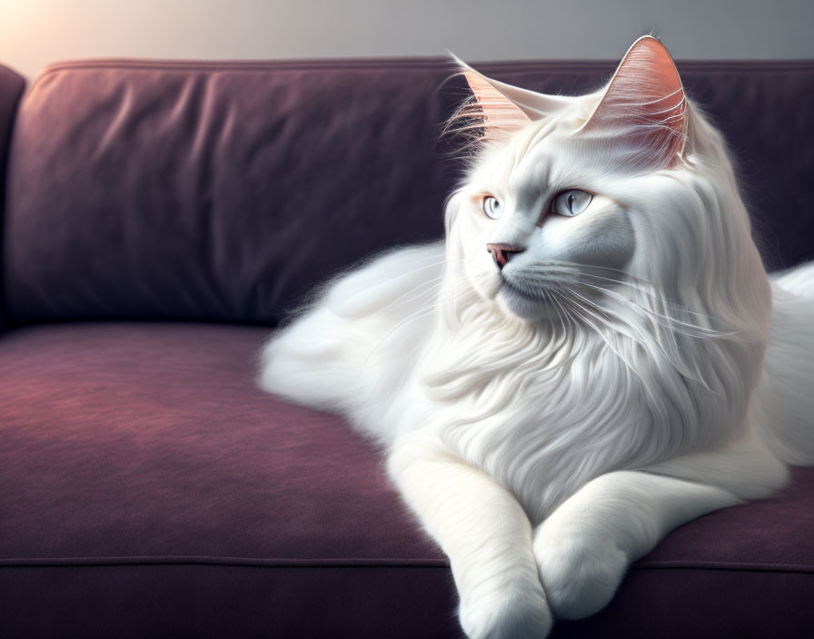 beautiful white british long haired cat