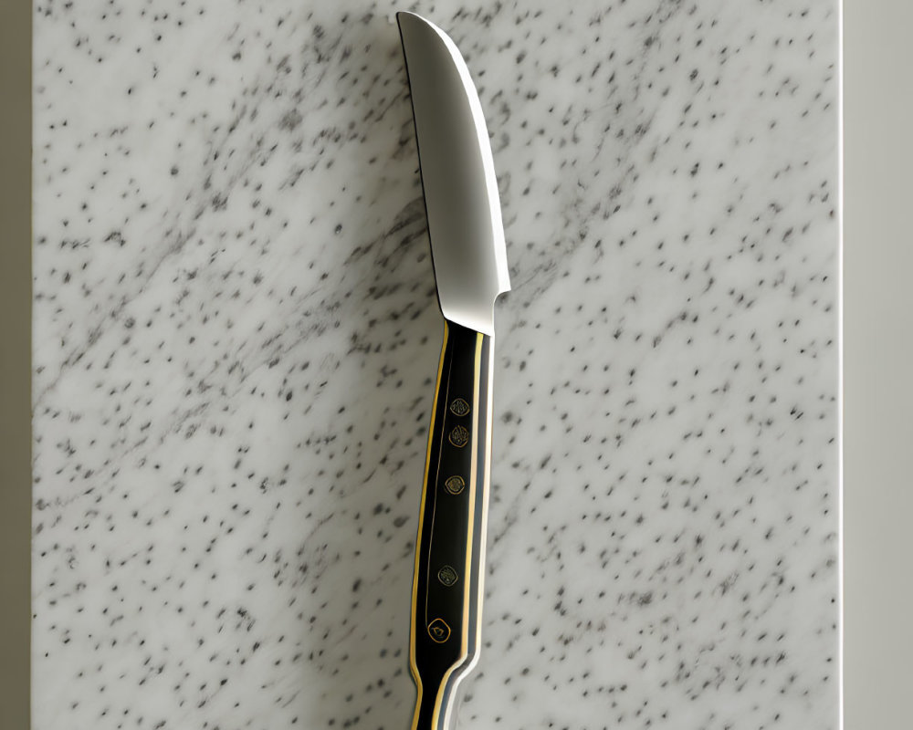 Elegantly Curved Blade Kitchen Knife on White Marble