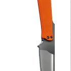 Orange-Handled Climbing Knife with Finger Hole and Serrated Edge