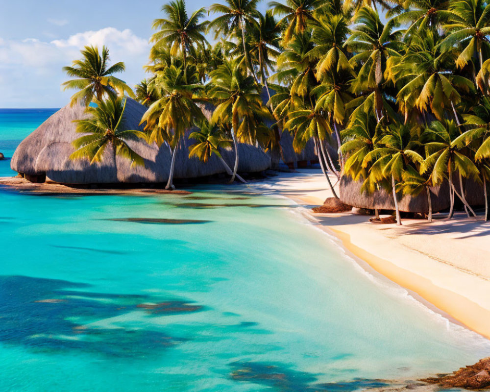 Tropical Beach Scene with Turquoise Water and Palm Trees