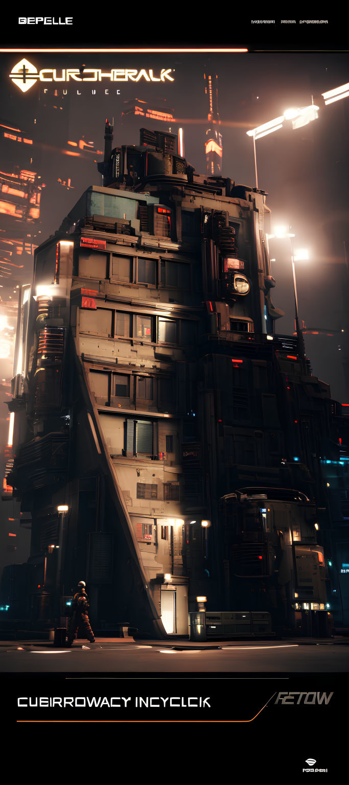 Futuristic Cyberpunk Skyscraper Night Scene