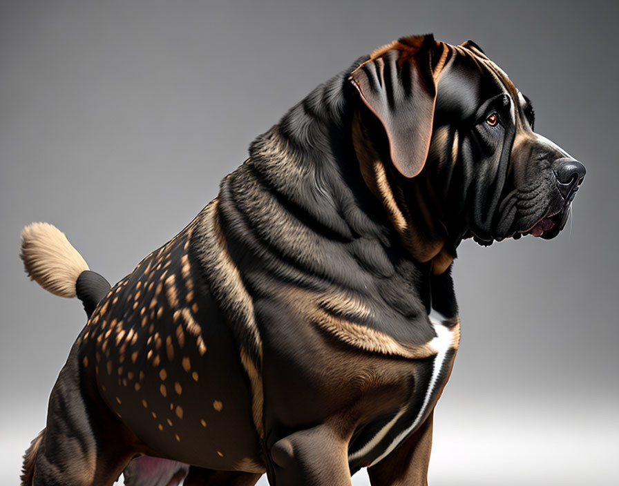 Muscular Dog with Black Stripes and Tan Coat