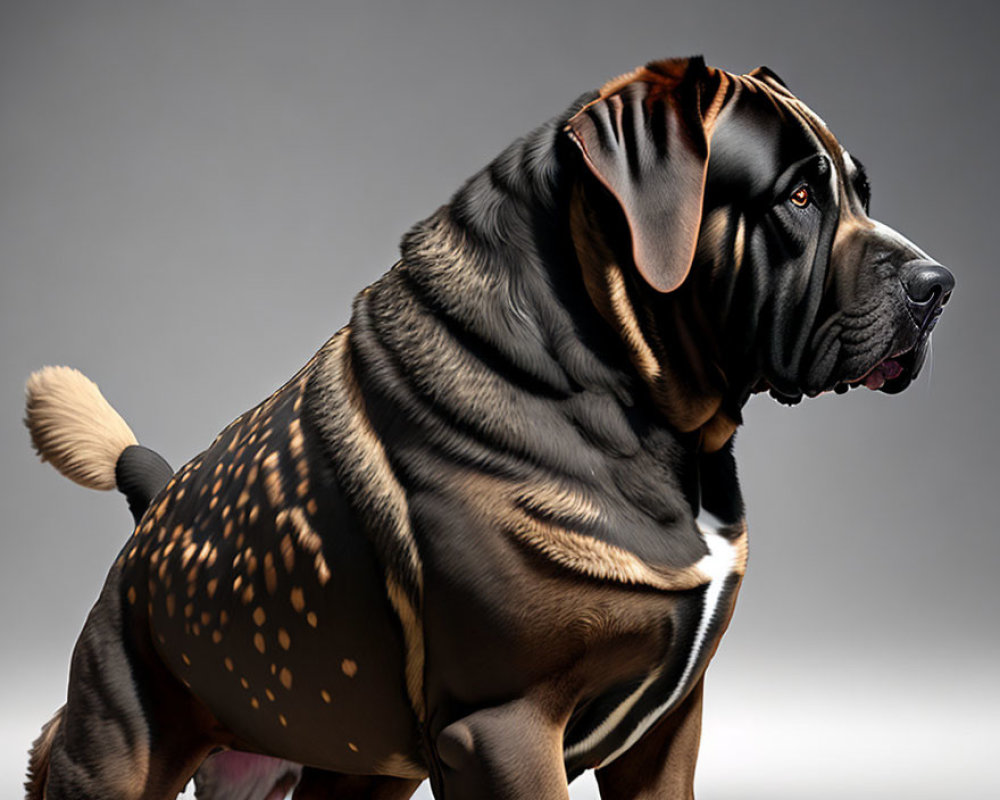 Muscular Dog with Black Stripes and Tan Coat