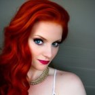 Portrait of a Woman with Red Hair, Blue Eyes, and Golden Necklace