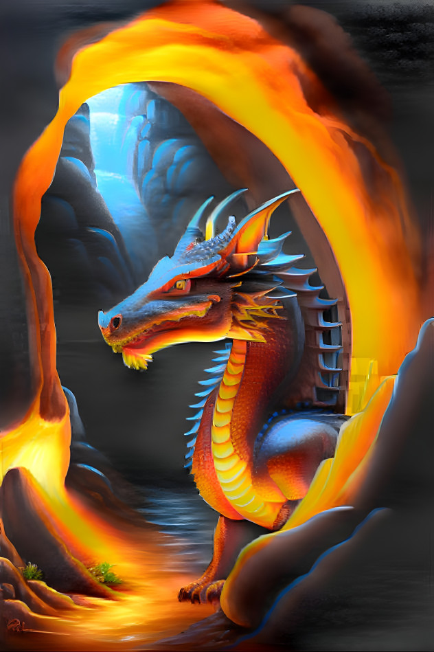 Dragon in its cave