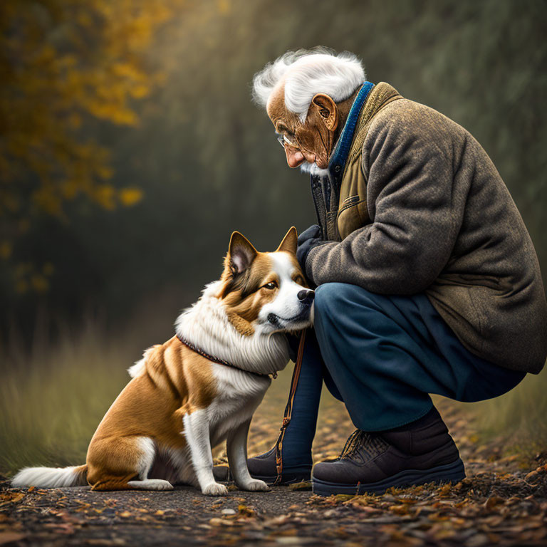 old man with dog