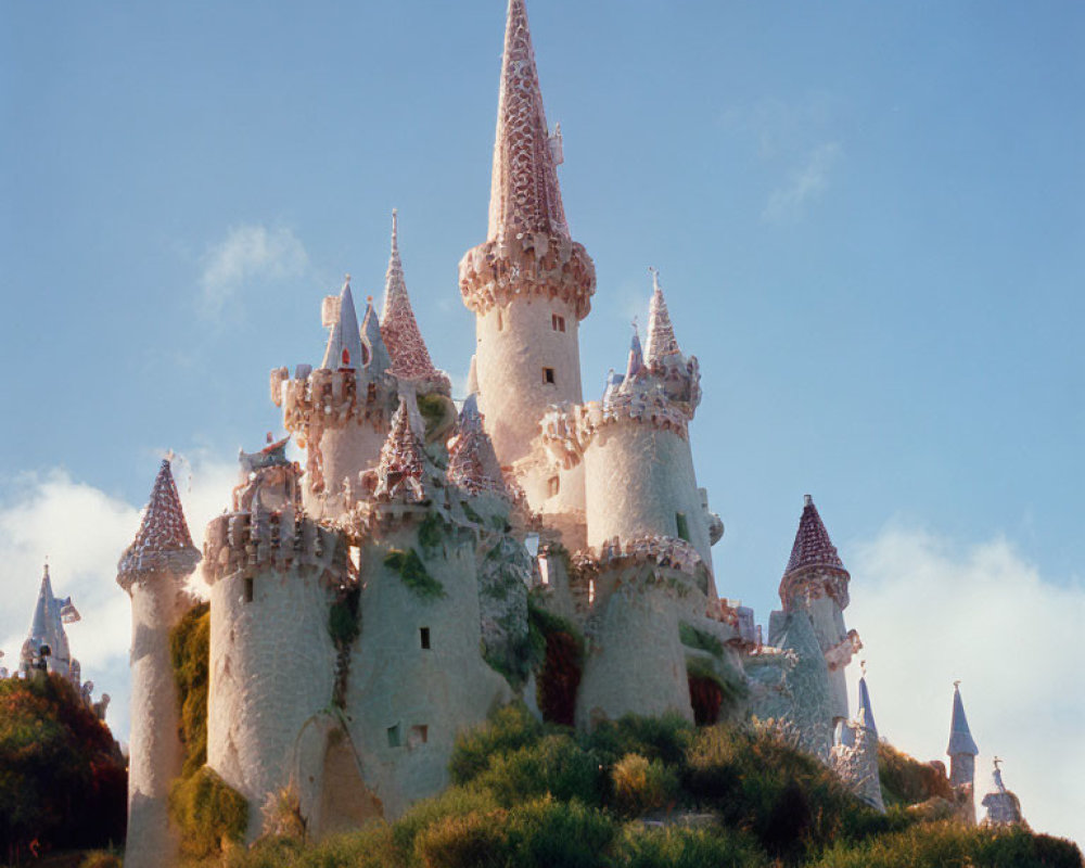 Castle with Multiple Spires and Towers in Lush Setting