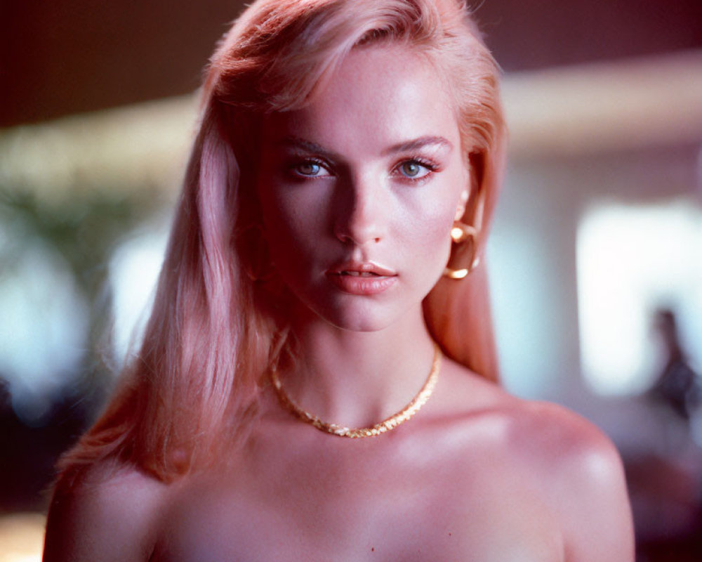Blonde Woman Portrait with Gold Jewelry