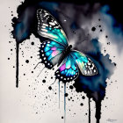 Colorful Butterfly with Vivid Wing Pattern in Watercolor Style